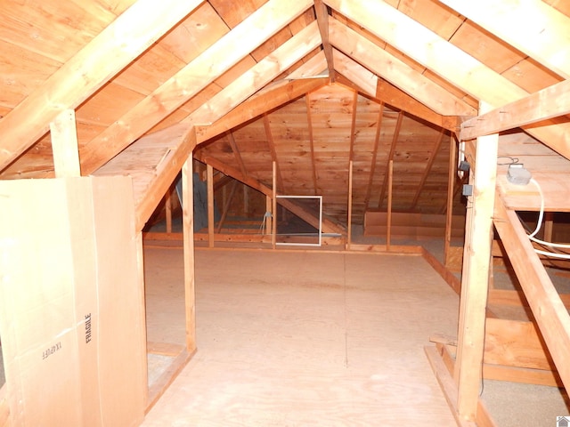 view of unfinished attic