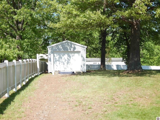 view of shed with fence