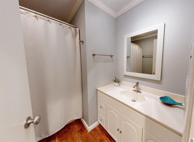 608 E 12th St, Benton, KY 42025 - full bathroom with vanity, ornamental molding, and wood finished floors