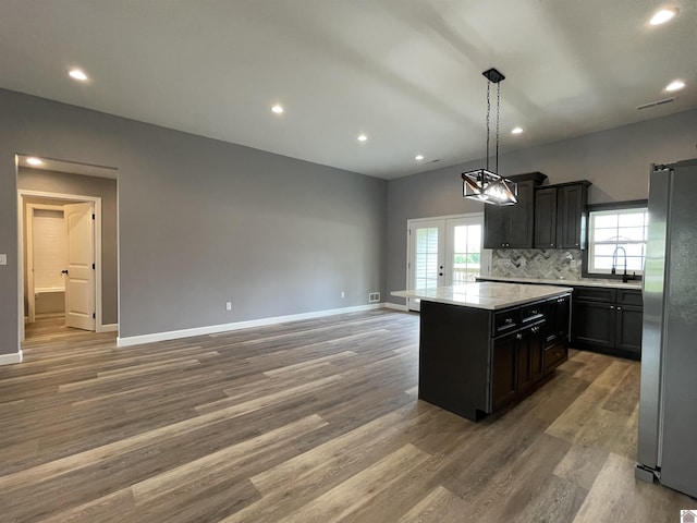 1360 Eagle Ln, Mayfield, KY 42066 - kitchen featuring freestanding refrigerator, recessed lighting, and baseboards