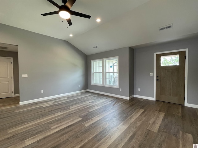 1360 Eagle Ln, Mayfield, KY 42066 - entrance foyer featuring ceiling fan, plenty of natural light, baseboards, and lofted ceiling
