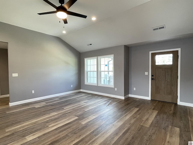 1360 Eagle Ln, Mayfield, KY 42066 - entrance foyer with visible vents, a ceiling fan, plenty of natural light, and vaulted ceiling