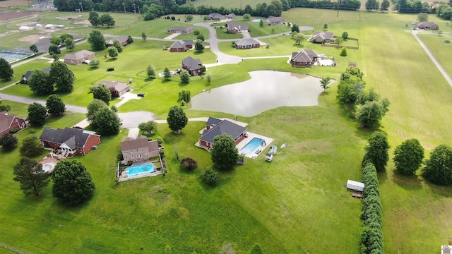aerial view of a nearby body of water