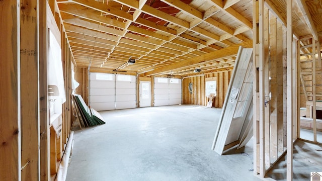 garage with a garage door opener