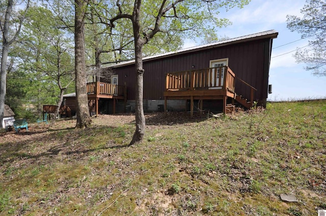 198 Mandor Rd, Hardin, KY 42048 - back of house with metal roof and a wooden deck