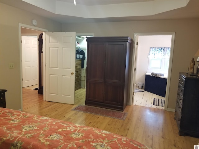 6576 Blue Springs Rd, Cadiz, KY 42211 - bedroom featuring light wood-type flooring, a walk in closet, and ensuite bath