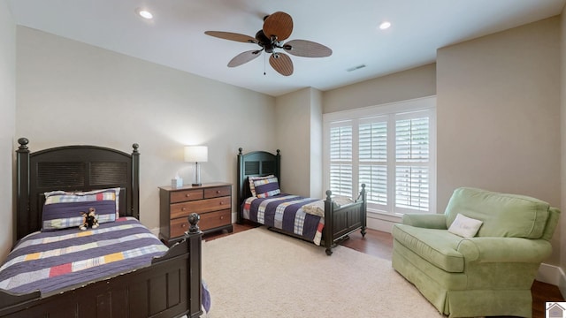 171 Cagel, Gilbertsville, KY 42044 - bedroom featuring recessed lighting, ceiling fan, and wood finished floors