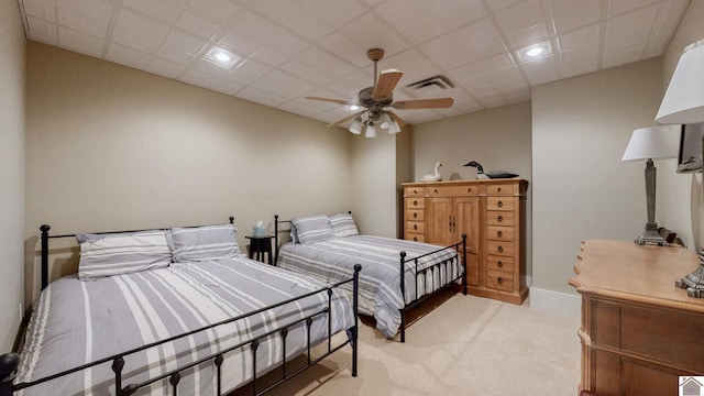 171 Cagel, Gilbertsville, KY 42044 - bedroom with light colored carpet, a ceiling fan, recessed lighting, and baseboards