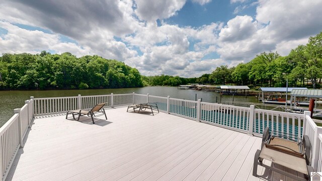 171 Cagel, Gilbertsville, KY 42044 - dock featuring a water view, boat lift, and view of scattered trees