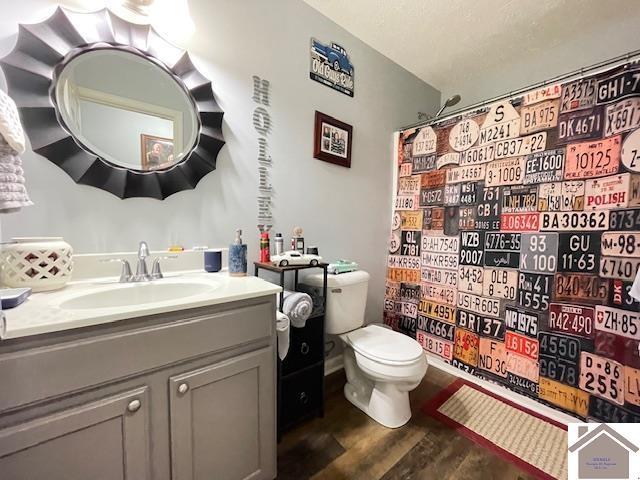 695 Heritage Trce, Cadiz, KY 42211 - bathroom featuring wood finished floors, toilet, and vanity