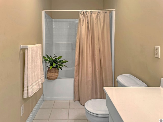 730 Rob Mason Rd, Murray, KY 42071 - bathroom featuring toilet, shower / tub combo with curtain, tile patterned flooring, and baseboards