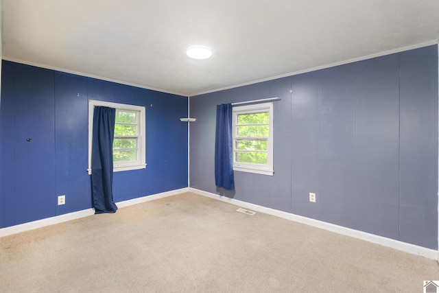 carpeted spare room featuring baseboards and plenty of natural light