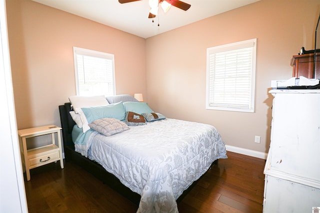 1300 Rocky Rd, Fancy Farm, KY 42039 - bedroom with dark wood-type flooring, baseboards, and ceiling fan