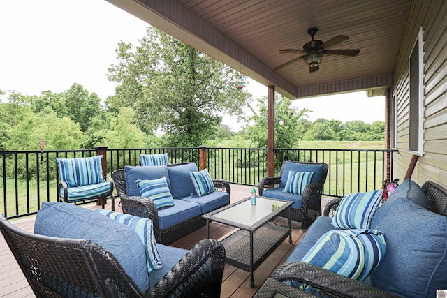 1300 Rocky Rd, Fancy Farm, KY 42039 - wooden terrace with outdoor lounge area and a ceiling fan