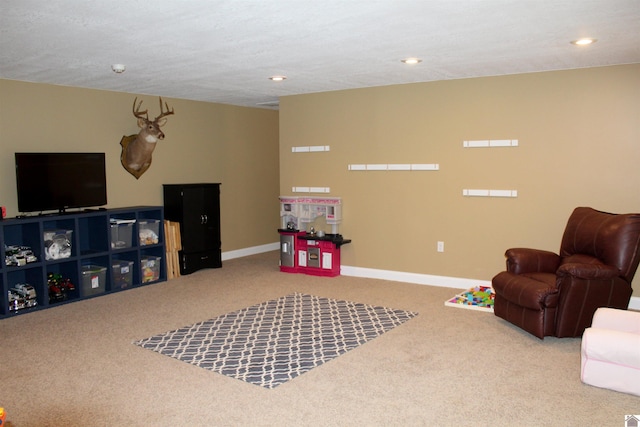 494 Beat Farmer Rd, New Concord, KY 42076 - game room featuring carpet flooring, baseboards, and recessed lighting