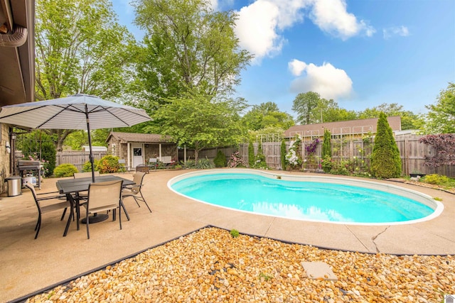 521 Whitnell Ave, Murray, KY 42071 - view of swimming pool with an outdoor structure, a fenced backyard, and a patio