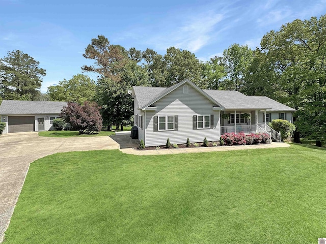 478 Lovers Ln, Benton, KY 42025 - single story home with concrete driveway, a porch, a front yard, and roof with shingles