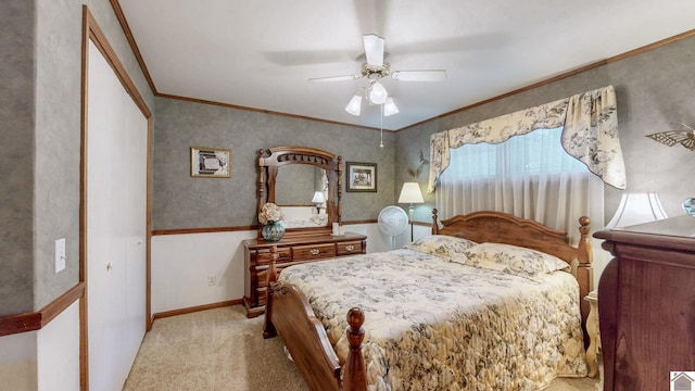 111 Honeysuckle Ln, Murray, KY 42071 - carpeted bedroom with crown molding, ceiling fan, and baseboards