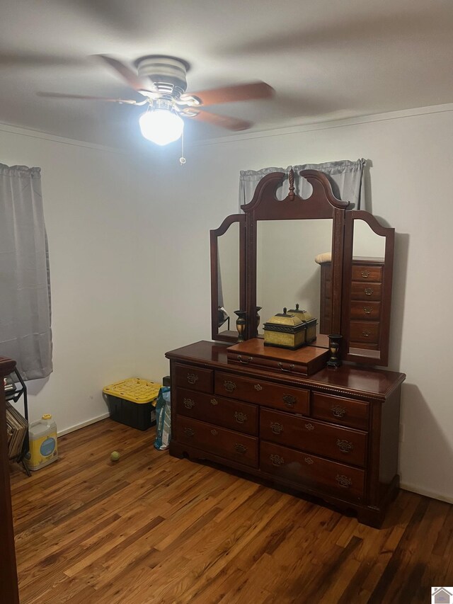 1903 State Route 564, Mayfield, KY 42066 - bedroom featuring wood finished floors, crown molding, and a ceiling fan