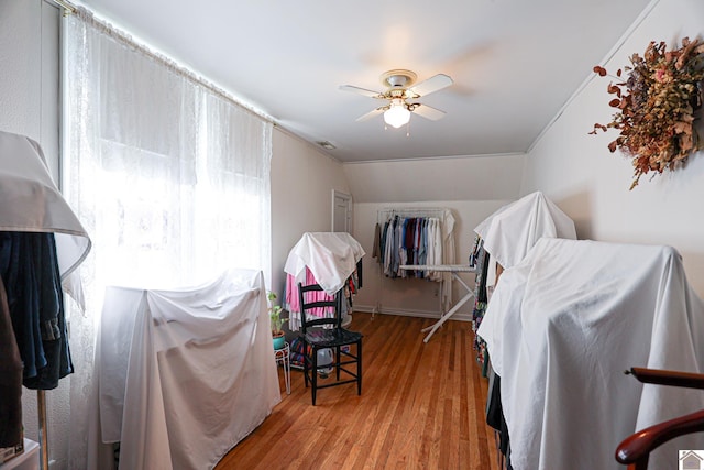 1931 Jefferson St, Paducah, KY 42001 - bedroom with wood finished floors, vaulted ceiling, and a ceiling fan