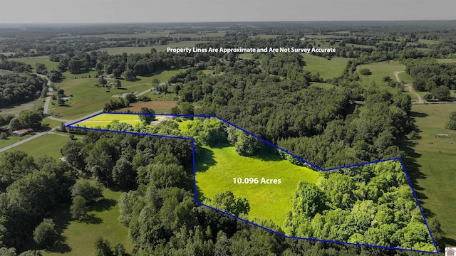 5109 S Rd, Cadiz, KY 42211 - aerial overview of property's location with property parcel outlined and a forest