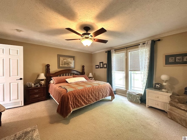 5109 S Rd, Cadiz, KY 42211 - bedroom featuring carpet, ornamental molding, a textured ceiling, and ceiling fan