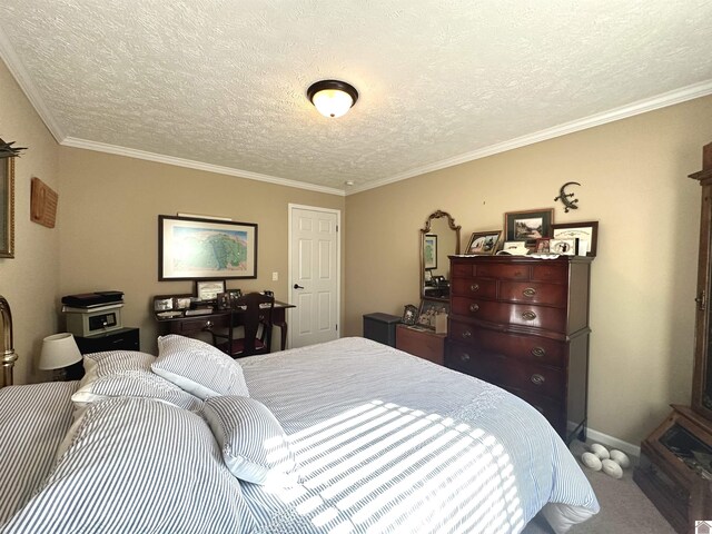 5109 S Rd, Cadiz, KY 42211 - bedroom with carpet, a textured ceiling, ornamental molding, and baseboards