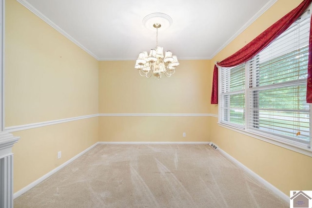 1906 Gatesborough Cir, Murray, KY 42071 - carpeted spare room featuring a chandelier, crown molding, and baseboards
