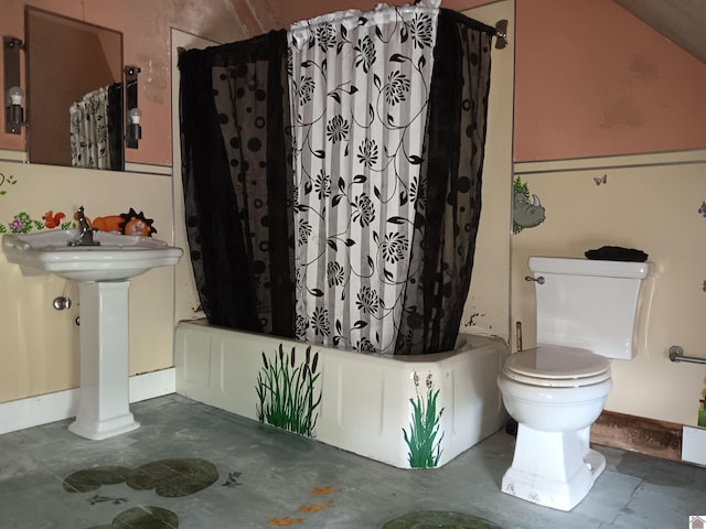 703 Fulton St, Hickman, KY 42050 - bathroom with shower / bath combo, toilet, and a sink