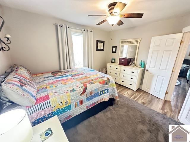 3944 Old Mayfield Rd, Paducah, KY 42003 - bedroom featuring wood finished floors and a ceiling fan