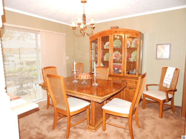 60 Cole Ln, Benton, KY 42025 - dining space with light carpet, a chandelier, and crown molding