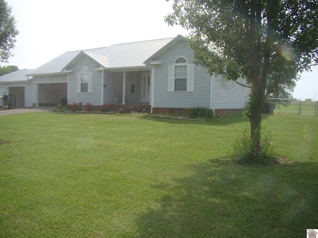 115 Meadowbrook Dr, Cadiz, KY 42211 - single story home featuring crawl space, a garage, asphalt driveway, covered porch, and a metal roof