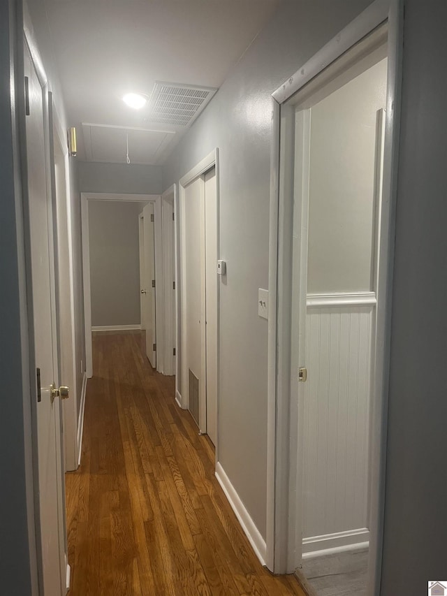 908 N 21st St, Paducah, KY 42001 - hallway with attic access, wood finished floors, and baseboards