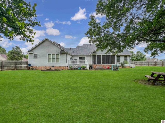 189 Edinborough W, Murray, KY 42071 - rear view of house featuring a sunroom, crawl space, and a shingled roof