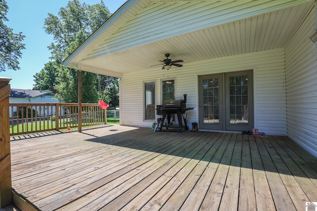 157 Calvert Dr, Paducah, KY 42003 - wooden deck featuring grilling area and ceiling fan