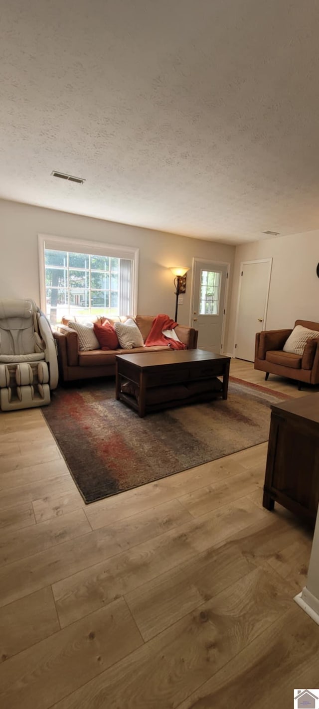 135 Phipps St, Paducah, KY 42001 - living area with hardwood / wood-style flooring and a textured ceiling