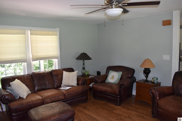 3975 Contest Rd, Paducah, KY 42001 - living area with a ceiling fan and wood finished floors