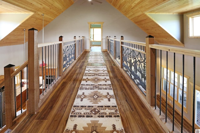 3210 Douglas Rd, Murray, KY 42071 - hall featuring wood finished floors, vaulted ceiling, and wooden ceiling