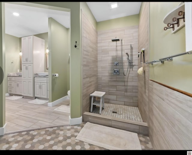 34 Navajo Ct, Cadiz, KY 42211 - full bath with vanity, walk in shower, toilet, and tile patterned floors