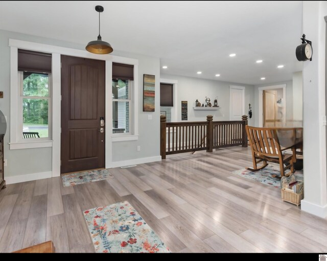 34 Navajo Ct, Cadiz, KY 42211 - entrance foyer with wood finished floors, baseboards, and recessed lighting