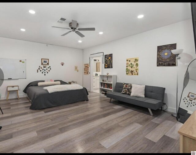 34 Navajo Ct, Cadiz, KY 42211 - bedroom featuring light wood-style floors, recessed lighting, and a ceiling fan