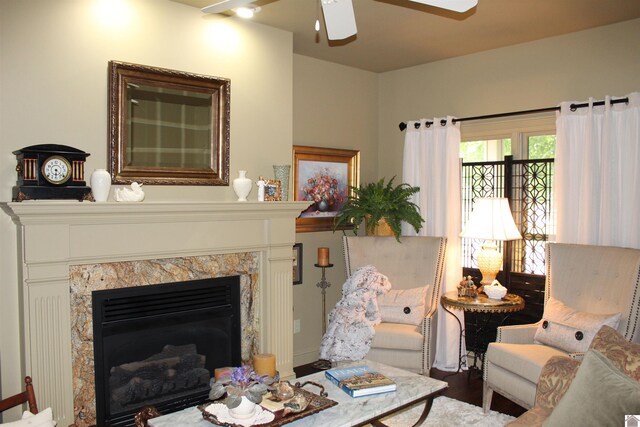 395 Wildcat Trce, Paducah, KY 42003 - living room with ceiling fan and a fireplace