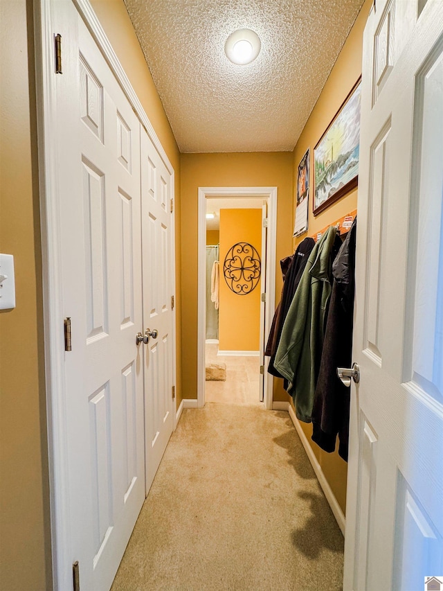 145 Stonecreek Pl, Paducah, KY 42003 - hallway featuring light carpet, a textured ceiling, and baseboards