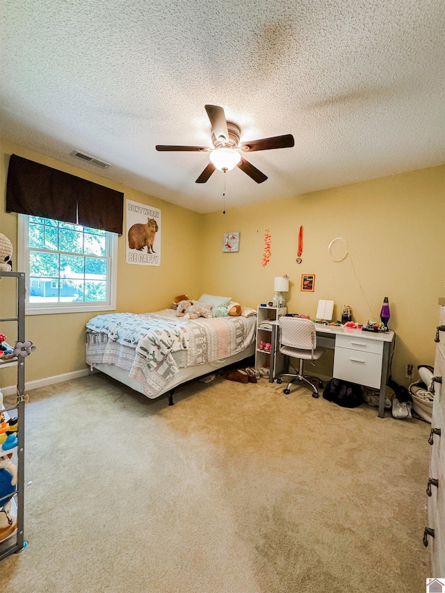 145 Stonecreek Pl, Paducah, KY 42003 - bedroom with carpet flooring, a textured ceiling, and ceiling fan