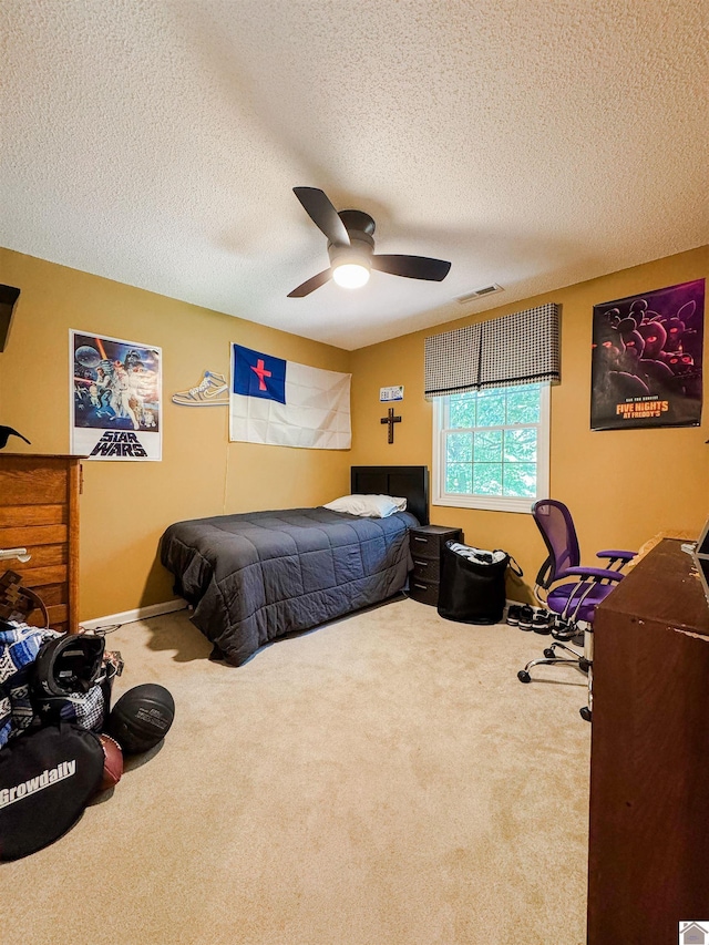 145 Stonecreek Pl, Paducah, KY 42003 - bedroom featuring a textured ceiling, carpet flooring, and ceiling fan