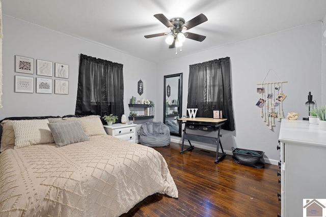 1379 Dunaway Ln, Boaz, KY 42027 - bedroom featuring dark wood finished floors, a ceiling fan, and baseboards