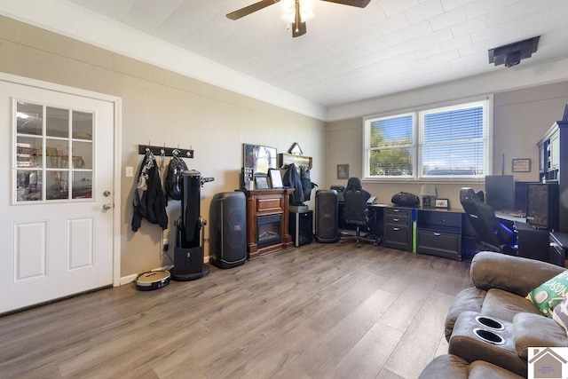 1379 Dunaway Ln, Boaz, KY 42027 - office area featuring light wood finished floors and a ceiling fan