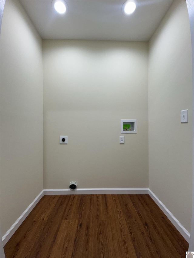 110 Dawson Rd, Princeton, KY 42445 - washroom with hookup for an electric dryer, wood finished floors, washer hookup, baseboards, and recessed lighting
