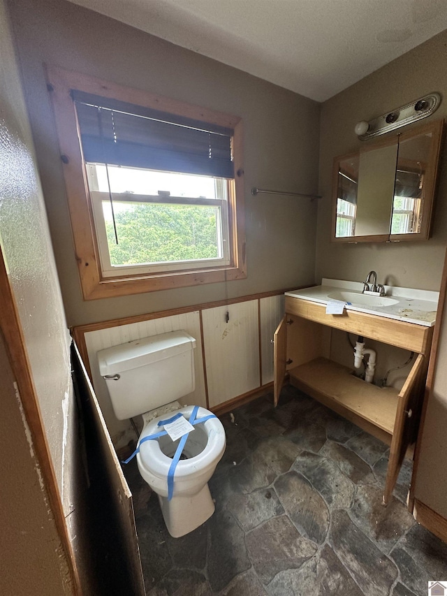 1251 Tater Rd, Mayfield, KY 42066 - half bathroom with toilet, stone finish flooring, and vanity