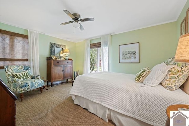 203 Golf Club Ln, Mayfield, KY 42066 - bedroom featuring carpet floors, a ceiling fan, and ornamental molding
